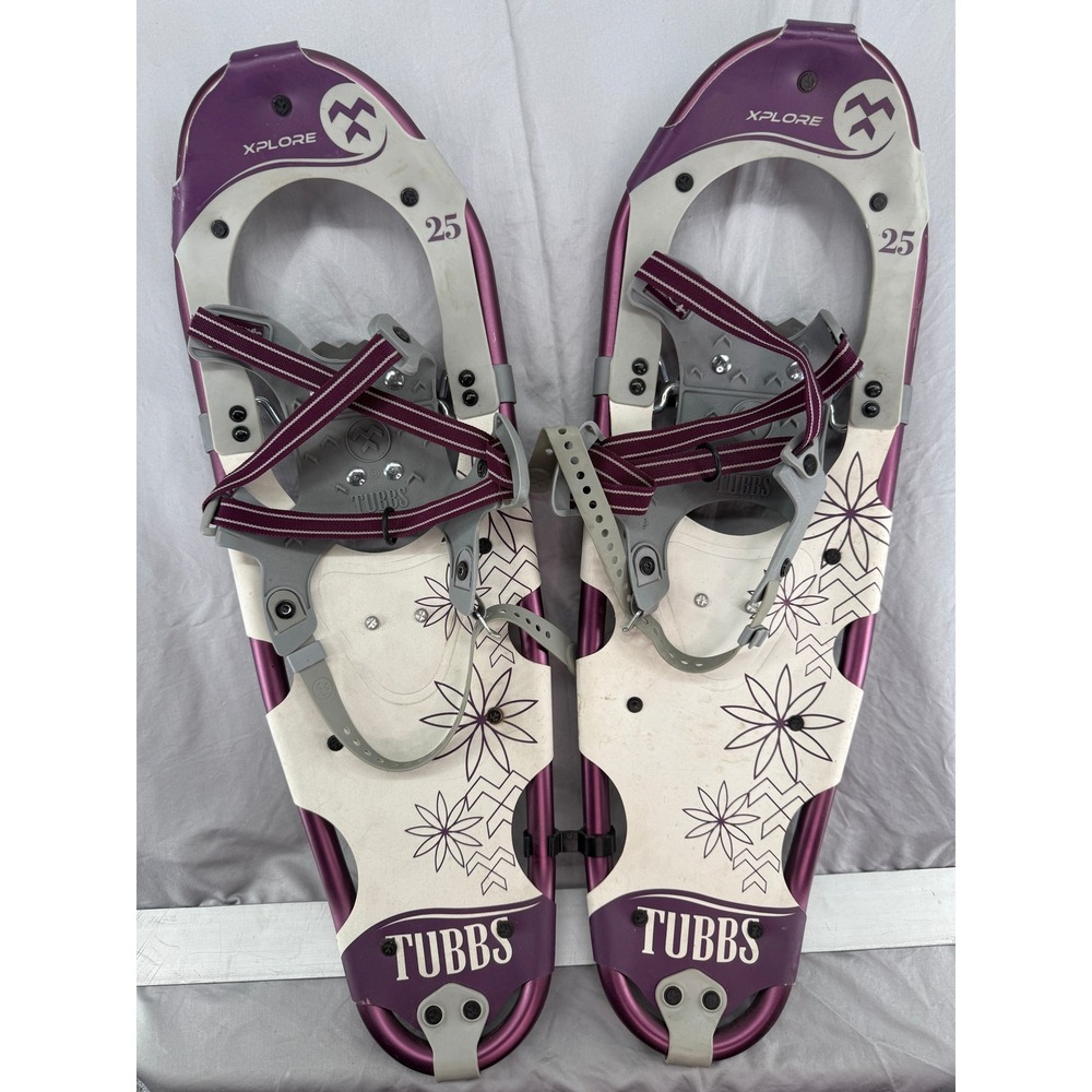 Tubbs Xplore 25 Womens Snowshoes Purple White Floral Trail Walking Hiking 25in